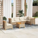 Maison Chic Seti vrtnega pohištva - Vrtna garnitura - Vrtni pohištvo set 7-delna z blazinami bež poli ratan, (21808059) | Shoptok.si