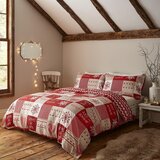 Catherine Lansfield Rdeča/bež podaljšana posteljnina za zakonsko posteljo 230x220 cm Let it Snow – | Shoptok.si