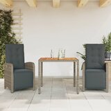 vidaXL 3-dijelni bistro set od poliratana s jastucima sivi Cijene