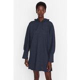 Trendyol Indigo Slit Detailed Hooded Knitted Waffle Dress | Shoptok.si
