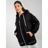 Fashion Hunters Black plus size zip up hoodie with text Cene