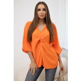 Kesi Oversized blouse with an orange neckline Cene