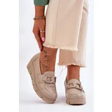 LEMAR Patent Wedge Loafers Beige Felicita