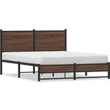 vidaXL Kovinski posteljni okvir brez vzmetnice rjavi hrast 140x200 cm | Shoptok.si