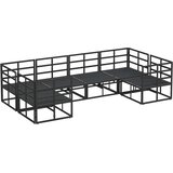  Sjedeća garnitura za vrt s jastukom 6 pcs Crna Aluminij | Eponuda.com