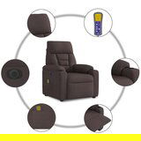 vidaXL Električni masažni naslanjač temno rjavo blago | Shoptok.si
