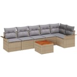  7-delni vrtni kavčni set z blazinami bež ratan acacia | Shoptok.si