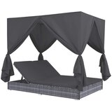 The Living Store Zunanja postelja z zavesami poli ratan siva - Ležalnik, (21483111) | Shoptok.si