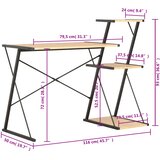  Radni stol s policom crni i boja hrasta 116 x 50 x 93 cm | shoptok.hr