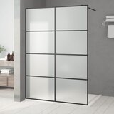 Pregrada za tuš crna 140 x 195 cm s mutnim staklom ESG | shoptok.hr