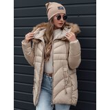 DStreet Kurtka damska zimowa MELOMA pikowana z kapturem jasno beżowa | Shoptok.si