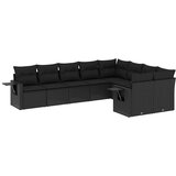  9-dijelni set vrtnih sofa s jastucima crni od poliratana | shoptok.hr