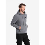 Ombre Men's kangaroo sweatshirt with hood and metal pin - grey | Shoptok.si