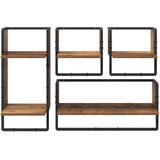  Set zidnih polica s policom 4 pcs Staro drvo 65 x 25 x 30 cm | shoptok.hr