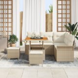8 dijelni vrtni kauč set (vrtna garnitura) s jastučićima bež poli ratan akacija | shoptok.hr