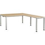 mauser Pisalna miza, kotna, spodnji del iz kvadratne/okrogle cevi, VxŠxG 650 - 850 x 1800 x 900 mm, kotni element na desni strani (širina 1000 mm), pl | Shoptok.si