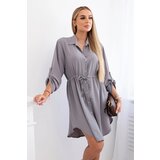 Kesi Women's dress with buttons and waist ties - grey Cijene