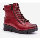 Boto PE2 Light Warm Women's Ankle Boots On Platform And Wedge Burgundy Savindria | Shoptok.si