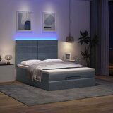  Otomanska postelja z vzmetnicami & LEDs temno siva 140x200cm | Shoptok.si