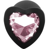 Sunfo - silikonski analni dildo s srčastim kamnom (črno-roza) | Shoptok.si