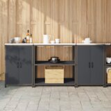 vidaXL Kuhinjski set za shranjevanje 3 pcs Antracitna 210 x 50 x 92 cm | Shoptok.si