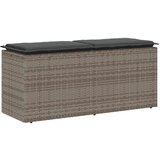 vidaXL Vrtna klop z blazino Grey 110x40x44 cm poli ratan | Shoptok.si