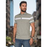 DStreet Koszulka męska polo z paskami szara | Shoptok.si
