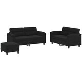  3-dijelni set sofa s jastucima crni od mikrovlakana Crna | Shoptok.si