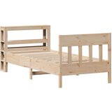vidaXL Posteljni okvir z vzglavjem 100x200 cm trdna borovina, (21311133) Cene