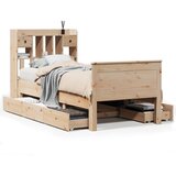 vidaXL Knjižna postelja brez vzmetnice 90x190 cm trdna borovina | Shoptok.si