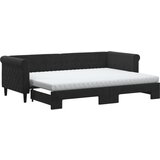  Dnevni krevet na razvlačenje s madracima crni 80x200 cm baršun | shoptok.hr