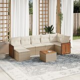 Maison Chic Seti vrtnega pohištva - Vrtna garnitura - Vrtni pohištvo set 8-delna z blazinami bež poli ratan, (21800101) | Shoptok.si