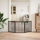 vidaXL Vrata za pse zložljiva 3 paneli črna 150 cm topolovina | Shoptok.si