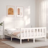 vidaXL Okvir kreveta s uzglavljem bijeli 4FT mali bračni masivno drvo | shoptok.hr