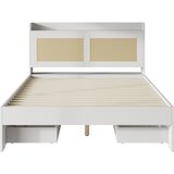 Lumor Postelja s predalom 140x200 cm, dvoposteljna s predali, dekor iz ratana, bela, funkcionalna, (22151304) | Shoptok.si