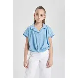 Defacto Girl Cotton Short Sleeve Crop Shirt