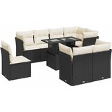 vidaXL Vrtna sedežna garnitura 9-delna z blazinami črn poli ratan, (21783131) | Shoptok.si
