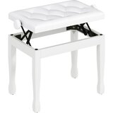 HOMCOM klavirska klop masiven les, umetno usnje 64D x 35Š x 55V cm belo, (5000235474) | Shoptok.si