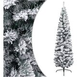  Ozka umetna novoletna jelka s snegom zelena 240 cm PVC | Shoptok.si