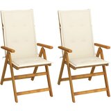 Maison Chic Vrtni stoli - Stol za vrt 2 kosa z blazinami trden akacijev les JS1407, (21877350) | Shoptok.si