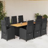 vidaXL 9-dijelni vrtni blagovaonski set s jastucima crni od poliratana | shoptok.hr