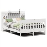 Maison Chic Posteljni okvir - Dvoposteljna postelja - Zakonska postelja brez vzmetnice bel 140x190 cm trdna borovina-J11335, (21774919) | Shoptok.si