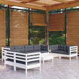 Maison Chic Seti vrtnega pohištva - Vrtna garnitura - Vrtni pohištvo set 9-delna z blazinami trdna borovina, (21798070) | Shoptok.si