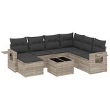 Maison Chic Seti vrtnega pohištva - Vrtna garnitura - Vrtni pohištvo set 8-delna z blazinami sv. siv poli ratan, (21799933) | Shoptok.si