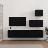 The Living Store Komplet TV omaric 4-delni črn inženirski les - TV Omarica, (21375629) Cene