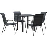  5-dijelni vrtni blagovaonski set crni od čelika i tekstilena | shoptok.hr