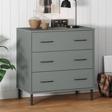  Komoda s 3 ladice siva 77 x 40 x 79,5 cm od masivnog drva OSLO | shoptok.hr