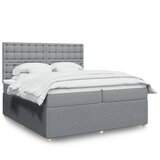vidaXL Box spring postelja z vzmetnico svetlo siva 200x200 cm blago | Shoptok.si