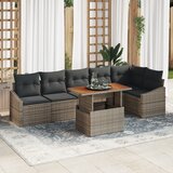 vidaXL 7-delni set vrtnarskih kavčev s blazinami siva poly ratan akacija | Shoptok.si