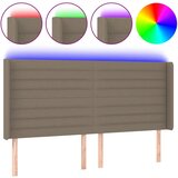  LED uzglavlje smeđesivo 203 x 16 x 118/128 cm od tkanine | shoptok.hr